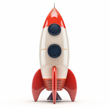 Red and White Toy Rocket on White Surface