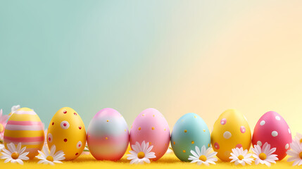 Easter background, many colorful Easter eggs