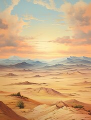 Fototapeta na wymiar Vintage Desert Dunes: Aerial Sandy Scenic Painting