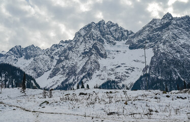 Fototapeta na wymiar India Kashmir Winter landscape Scenery sonmarg kashmir