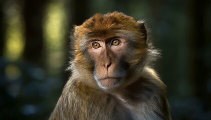 close up of a Barbary macaque