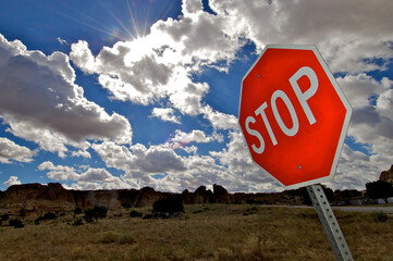 Pay attention. Bent stop sign 