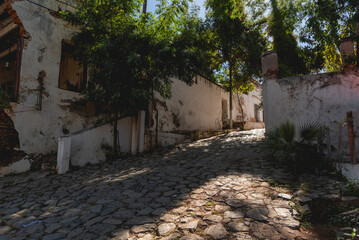 Fototapeta premium Close up of Streets of San Antonio Mexican town in La Paz, Baja California Sur, Mexico 