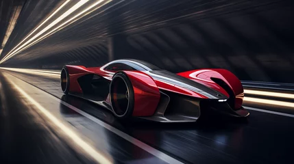 Foto op Plexiglas Unleash the velocity of a sleek, aerodynamic vehicle as it conquers the digital racetrack. © rehman