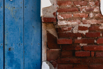 Close up of abandoned houses in San Antonio Town in La Paz, Baja California Sur, Mexico