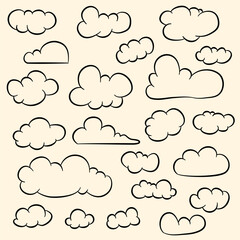 Cloud doodle vector set
