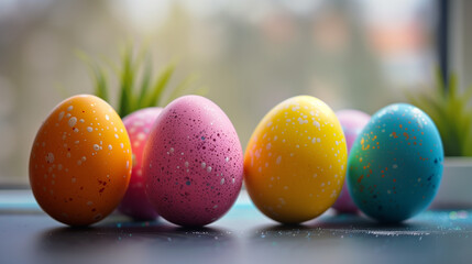 Fototapeta na wymiar Colorful Easter eggs, background, ai generative