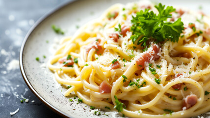 spaghetti carbonara pasta italian cuisine parmesan cheese and bacon