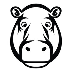 Hippopotamus Flat Icon Isolated On White Background