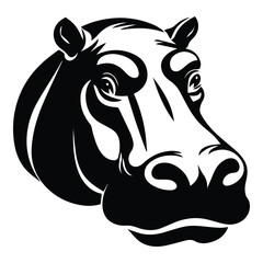 Hippopotamus Flat Icon Isolated On White Background