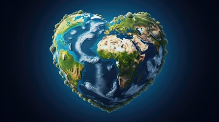 Heart shaped planet earth icon. Save the world. Eco friendly environmental message. Love.
