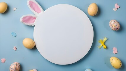 photo of empty circle with easter eggs with rabbit ears 