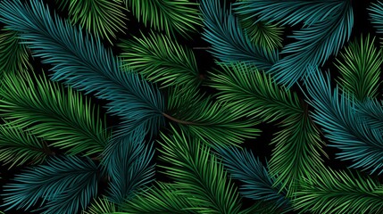 seamless background with coniferous branches pattern, coniferous, fir, 