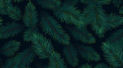 seamless background with coniferous branches pattern, coniferous, fir, 