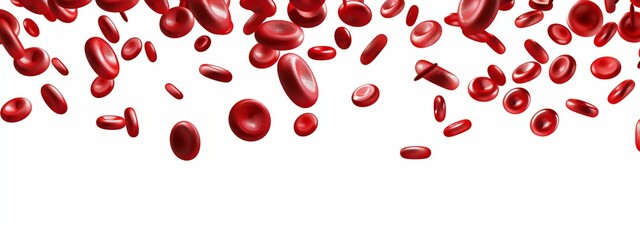 Dynamic Red Blood Cells on White Background. Generative ai