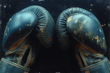 Bold brushstrokes capture the gritty beauty of two well-worn boxing gloves, telling a story of passion and determination through the art of painting