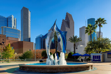Houston downtown at sunny day, in Houston, Texas, USA
