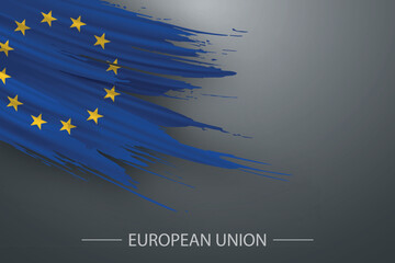 3d grunge brush stroke flag of European Union