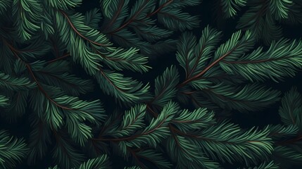 seamless background with coniferous branches pattern, coniferous, fir, 