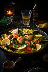 Paella with Saffron Infusion. Best For Banner, Flyer, and Poster