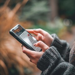 Woman's Hands Holding Phone with New Email Alert.