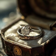 Elegant Silver Ring with Round Clear Gemstone.