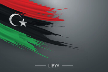 3d grunge brush stroke flag of Libya