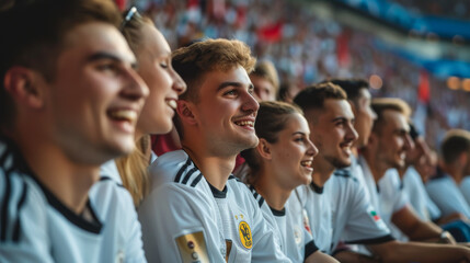 German football soccer fans in a stadium supporting the national team, Die Mannschaft
 - obrazy, fototapety, plakaty