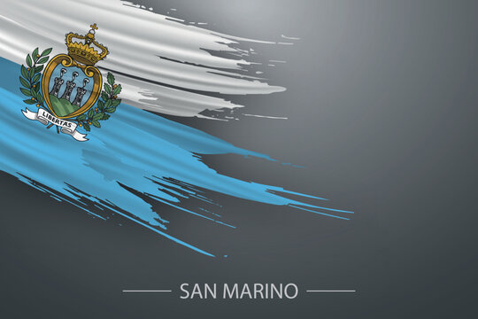 3d grunge brush stroke flag of San Marino