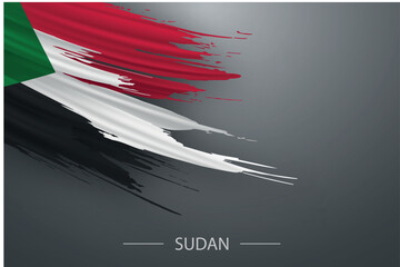 3d grunge brush stroke flag of Sudan