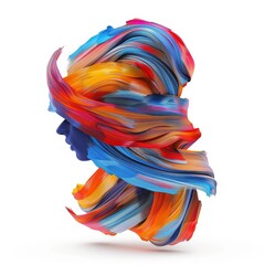 3D style abstract colorful volumetric brush strokes in a shape of human body, painted curvy ribbon, isolated on white background 