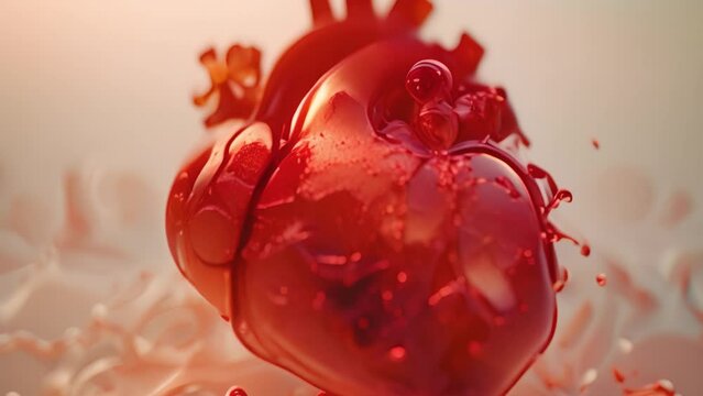 Realistic heart organ.Beating human heart, 3d realistic, anatomically correct heart with vascular system, 3d animation of a beating human heart. Anatomy Human Heart Beating 4k videos background blood 
