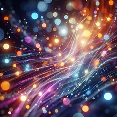 Obraz premium Abstract background with red blue glowing neon lines and bokeh lights. Colorful Wave. Wave Of Sound and music visualization