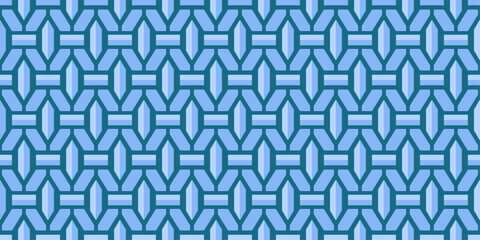 Bright blue color vector seamless geometric pattern. Bright symmetrical texture. Repeating abstract dark blue background with creative shapes