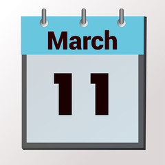 vector calendar page with date March 11, light colors