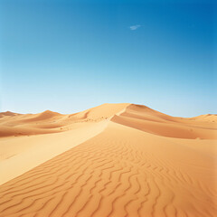 Fototapeta na wymiar Sweeping Dunes of the Sahara Desert under Blue Sky