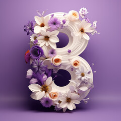 Women's day post template, number 8 with flowers