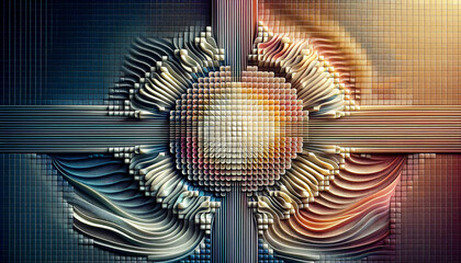 Crystal Clear Pixel Grid with Serene Geometric Harmony