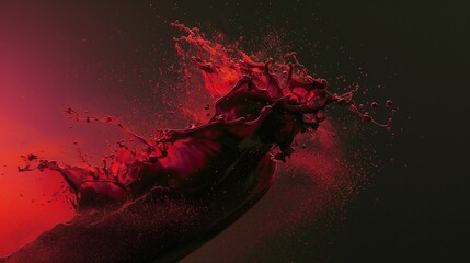 A vibrant splash of red liquid against a dark background, capturing dynamic motion