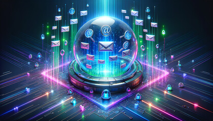 Futuristic Email Security Sphere - Pop Futurism Digital Protection
