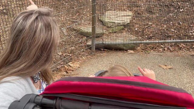 Mother and Child at Zoo looking at Generic off-camera exhibit