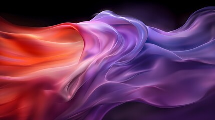 Fototapeta premium Vibrant silk waves in a gradient of red to purple hues against a dark backdrop