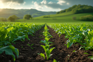 An agricultural startup employing precision farming techniques and sustainable agriculture practices to minimize environmental impact. Concept of green agriculture. Generative Ai.