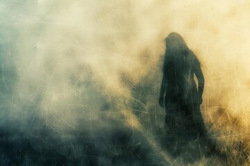 Fototapeta premium Ghostly apparition of a mysterious woman Captured in a hauntingly beautiful setting Evoking a sense of mystery and the supernatural