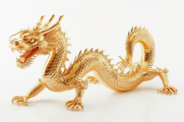 Fototapeta premium Golden chinese dragon Symbol of power and good fortune Isolated on white for traditional celebration