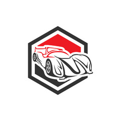 Auto car dealer logo emblem, Sports car outline icon.