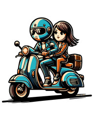 Couple in a scooter