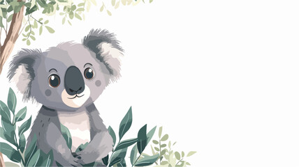 Cute Koala cartoon. Koala clipart vector illustration.
