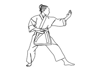 Taekwondo Player Single Line Drawing Ai, EPS, SVG, PNG, JPG zip file