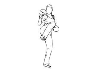 Fototapeta na wymiar Boxing Player Single Line Drawing Ai, EPS, SVG, PNG, JPG zip file